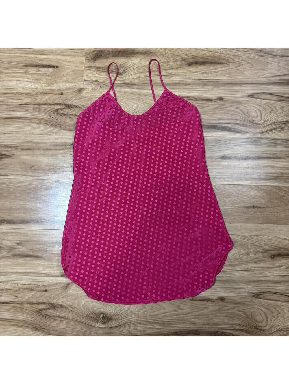 Vintage Sophia Morgan Pink Satin Polka Dot Chemise Slip Dress Small Y2K